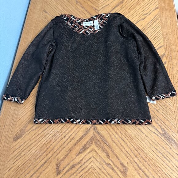 Alfred Dunner Womens Sz 12 Open Front Jacket Long Sleeve Cotton Stretch - Picture 9 of 10